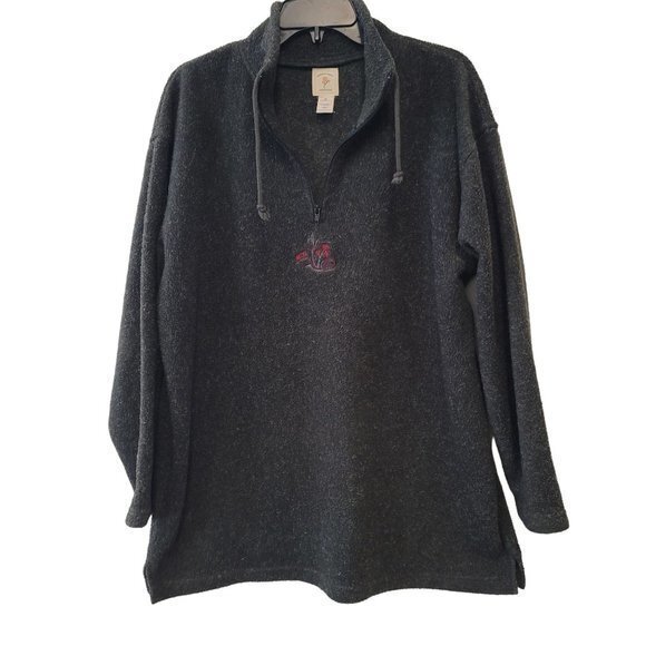 Victoria Secret Country Womens Size Medium‎ Grey Half Zip Embroidered Pullover - Picture 4 of 5
